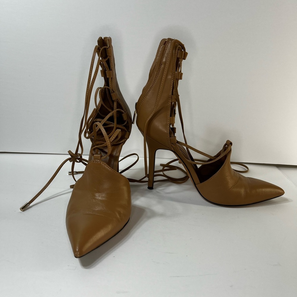 Vero Cuoio Leather Lace Up Pump Pointy 39/8.5